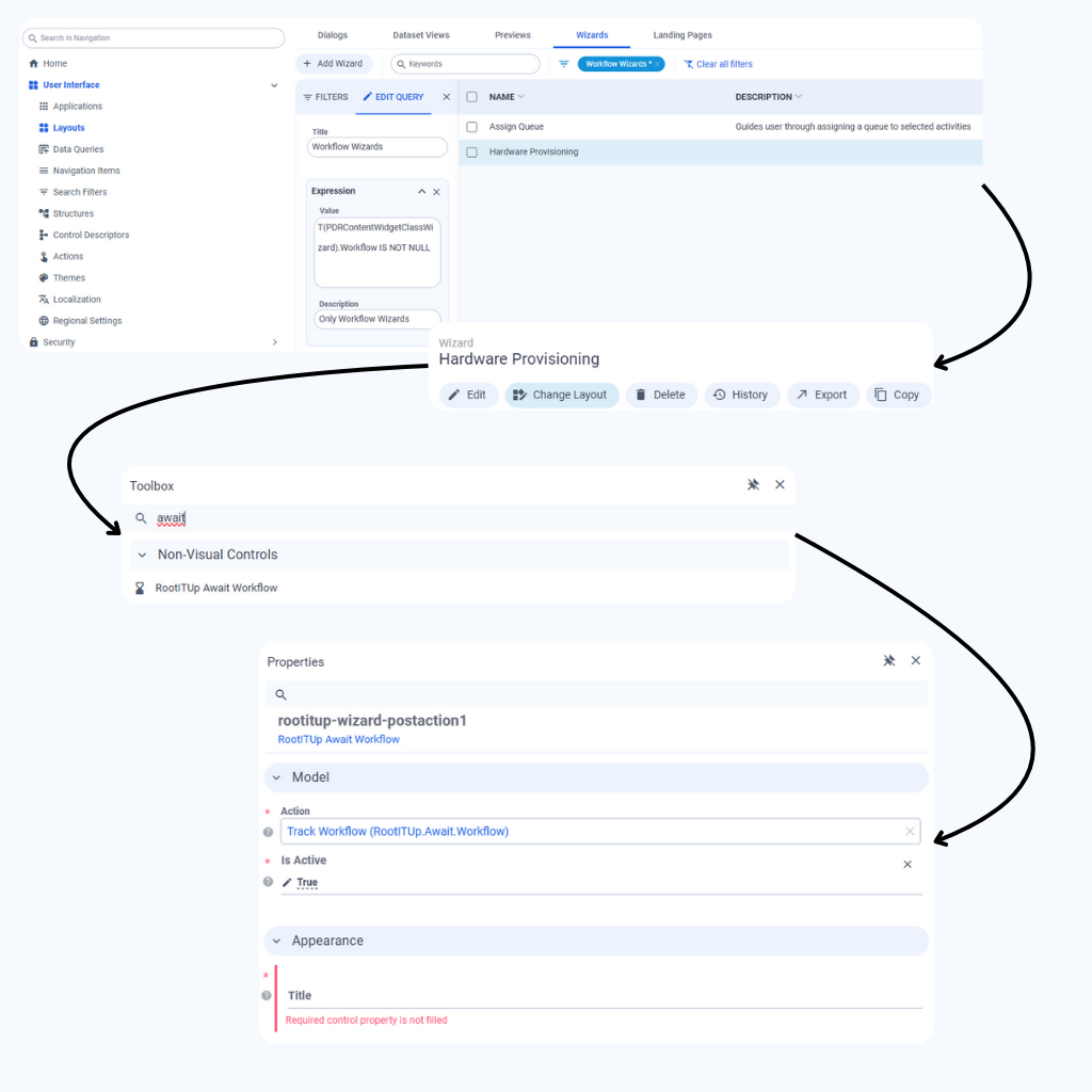 Schrittweise Anleitung zur Einrichtung der RootITUp Wizard Workflow Tracker Erweiterung in Matrix42